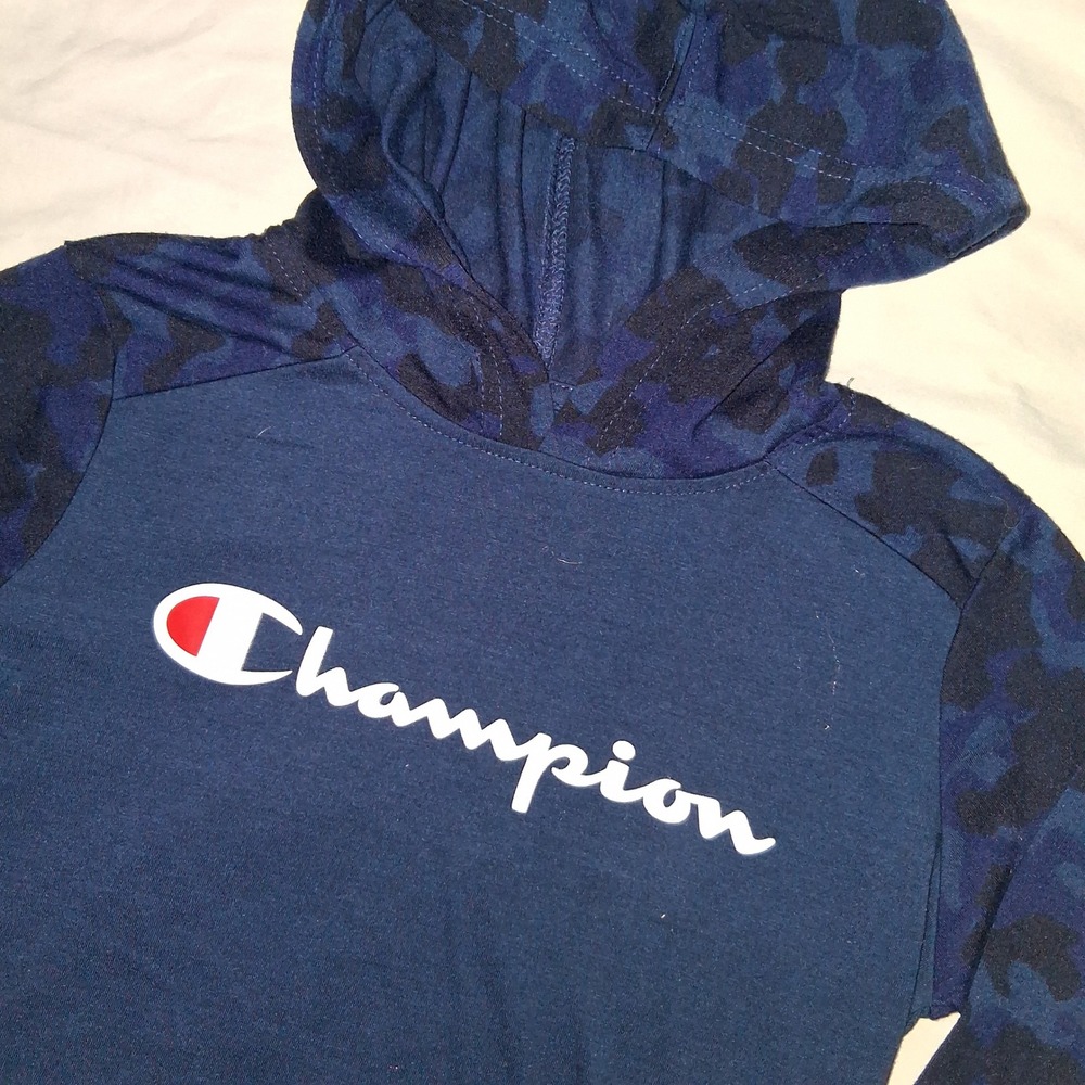 Champion Blue Camo Long Sleeve Pullover Hoodie Kid's‎ Size 7/8